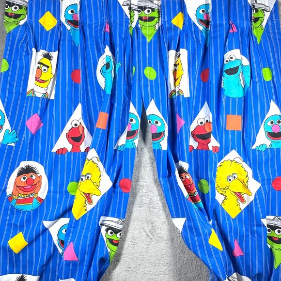 Vintage Sesame Street Twin Sheet Set & Curtains 80s J.P. Stevens Kids Bedding - Picture 1 of 8